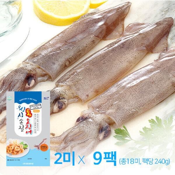 공영쇼핑TV 유성 국내산 손질통오징어 240g 9팩