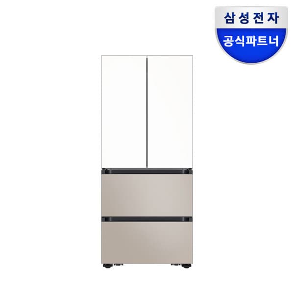 삼성공식파트너평강 삼성 키친핏 김치냉장고 4도어 420L RK70F42M2ZG 화이트+베이지 가구장맞춤
