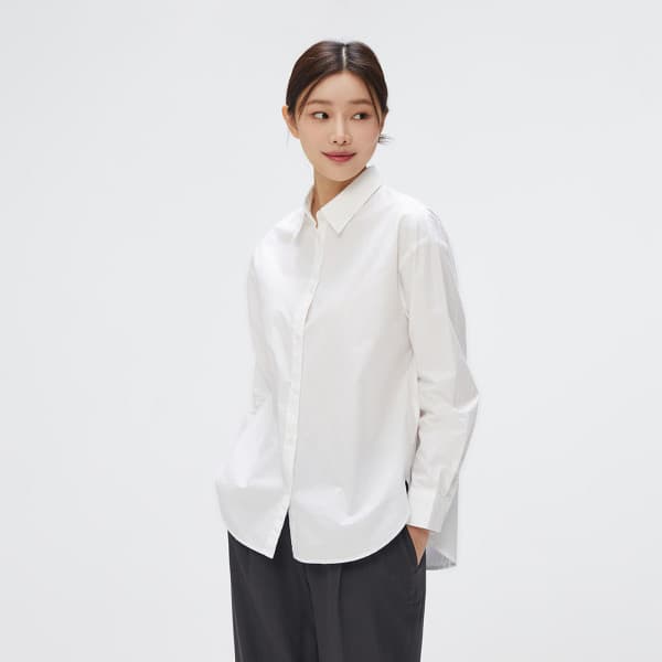 글로벌SPA 스파오 고밀도코튼 여성 오버핏 셔츠 바이오워싱 SPYWF23W03 - 최저가 12,900원
