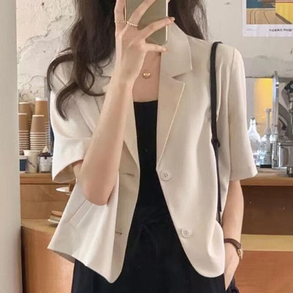 홈앤쇼핑쇼핑몰 세미크롭자켓 여성 반크롭 투버튼 1P