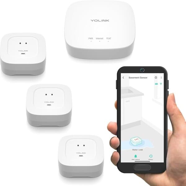 데크라인 YoLink 스마트 홈 스타터 키트 허브 누수 센서 4팩 105dB 오디오 알람 - 최저가 118,000원
