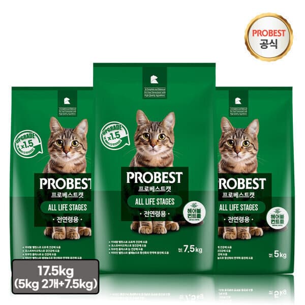 이리온MALL 프로베스트 캣 그린 17.5kg(5kg 2개+7.5kg) + ANF 고양이 캔 95g 2개(참치무스) - 최저가 45,400원