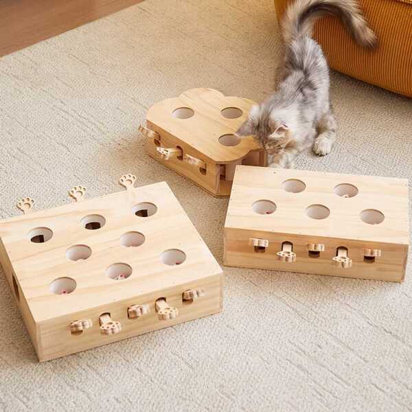 복돌이직구2 고양이 두더지잡기 우드 토이