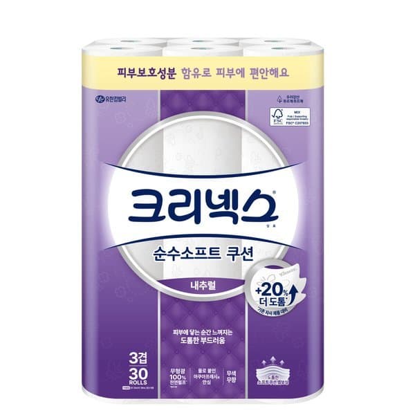 이마트몰쓱배송 크리넥스 3겹 순수소프트 쿠션 내추럴 30M 30롤
