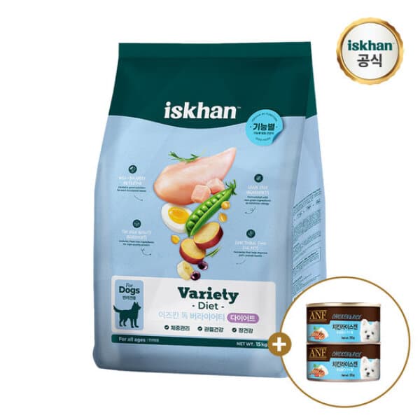 GS_SHOP 우리와 이즈칸 독 버라이어티 다이어트 15kg 캔 치킨라이스 95g x2 - 최저가 79,900원