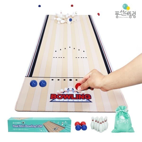 주식회사제이엘(JL) 풍선대통령 리얼 미니 볼링 보드게임 세트 1.2M 45x120cm - 최저가 25,500원