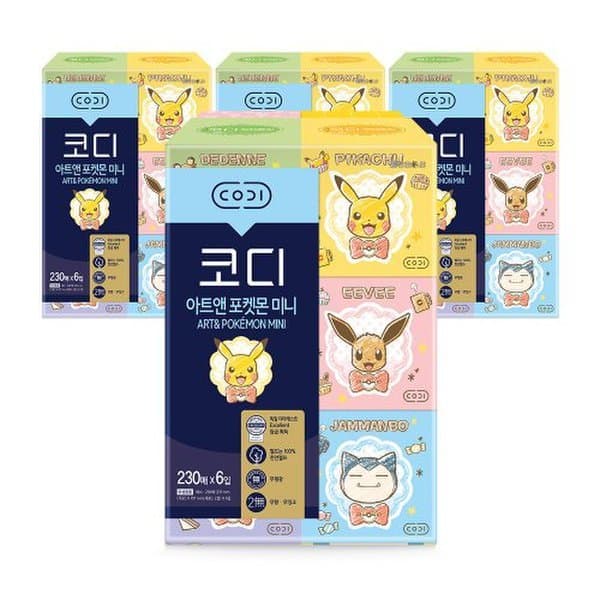 신세계몰 SSG코디S아트앤 포켓몬 미니 미용티슈 230매x6입 4팩 - 최저가 18,620원