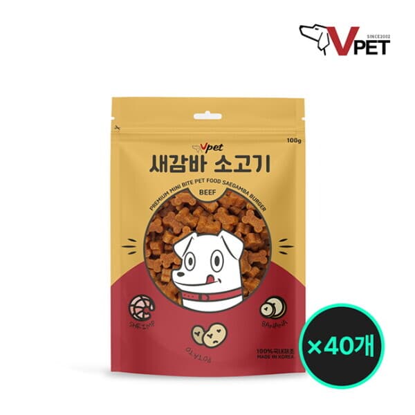 롯데 아이몰 브이펫 새감바버거 강아지간식 소고기 100g 40팩