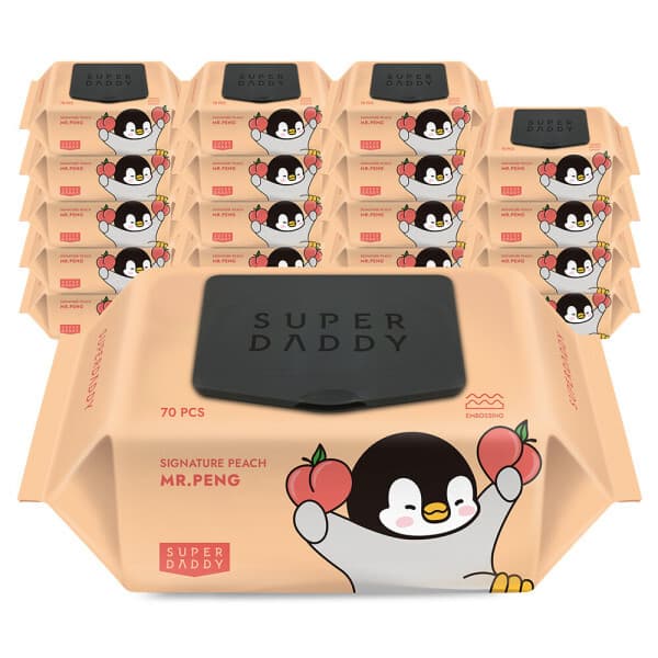 하이베러슈퍼대디 아기물티슈 70평량 20팩 슈퍼대디 미스터펭 피치 캡형 70매 - 최저가 25,300원