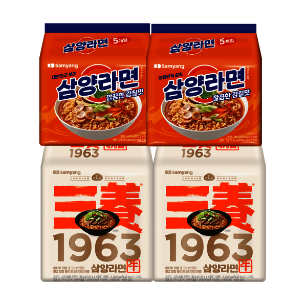 삼양식품스타배송 삼양1963 4입x2팩(우지라면) + 삼양라면 5입x2팩(총18입)