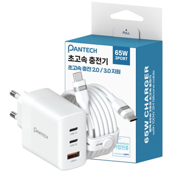 포디움코리아스토어 팬택 65W 3P 초고속충전기 + 100W 2M 실리콘케이블