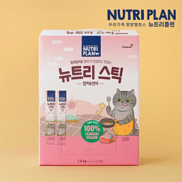개릴라독 동원 뉴트리플랜 뉴트리스틱 고양이 짜먹는 간식 참치연어 100P