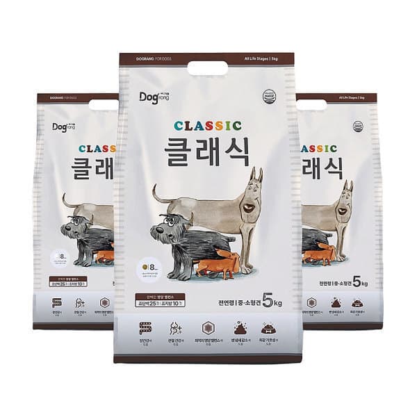 아지유통1 강아지사료 중소형견용 도그랑 클래식 5kg×3개