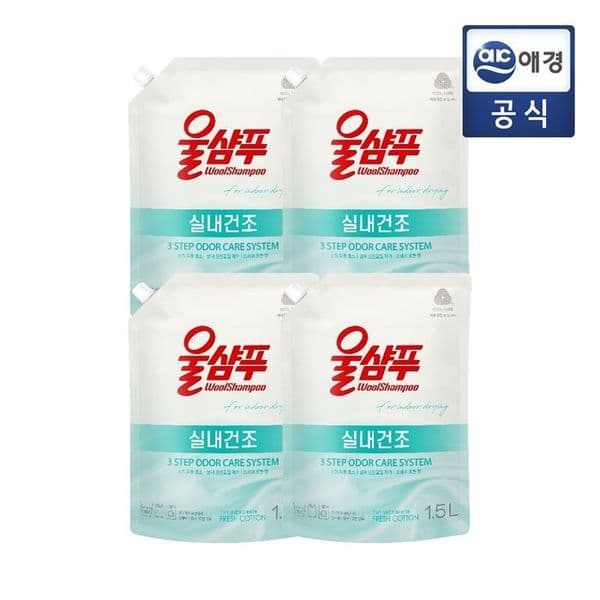 신세계몰 울샴푸 실내건조 프레쉬 코튼 1500ml 리필 4개 - 최저가 18,340원