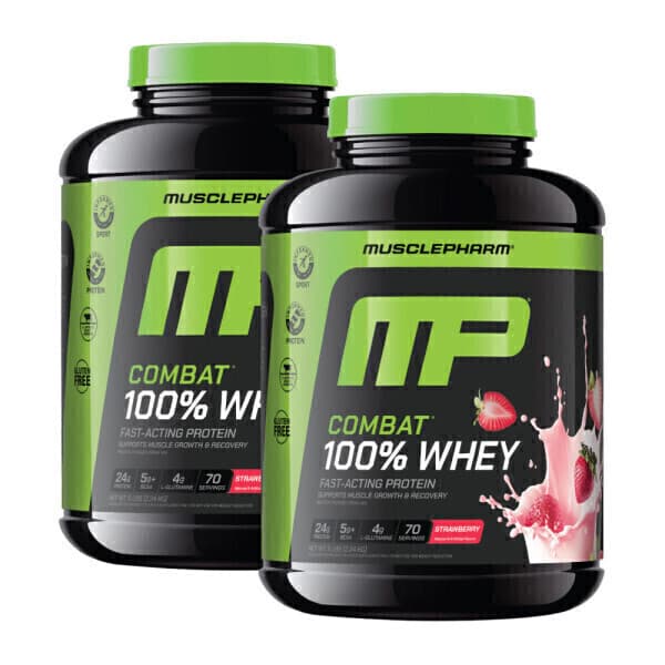 블루존공식몰 머슬팜 컴뱃 100% 웨이 딸기맛 2.27kg x2통