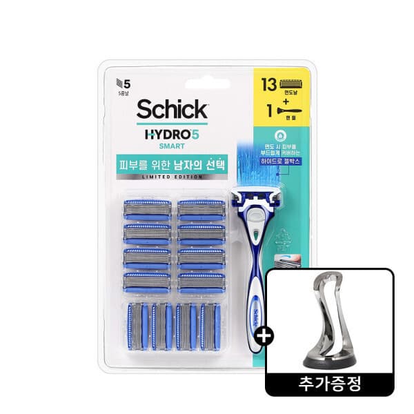 LG생활건강-스타배송 쉬크 하이드로5 스마트 핸들 + 날 13개 + 면도기 거치대