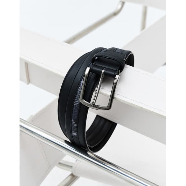 LF몰 25SS 스테디셀러 블랙 체크배색 소가죽 벨트 WBBE5E511BK