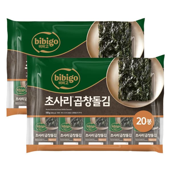 CJ제일제당-스타배송 비비고 초사리곱창돌김 5g 20입 2개