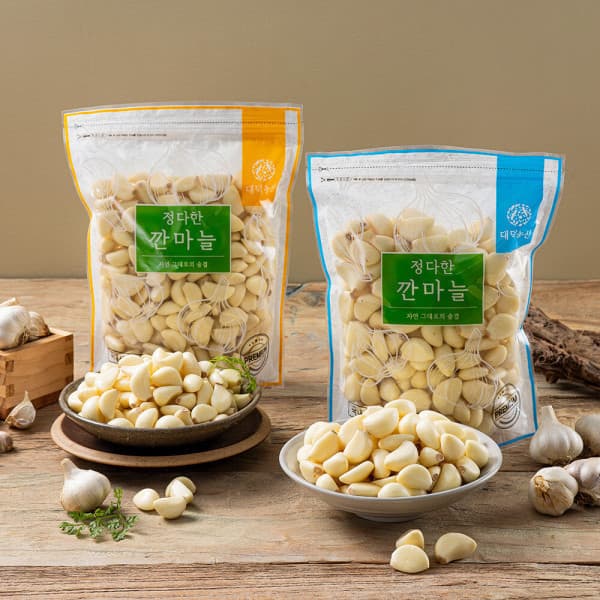푸드앳홈 국내산 깐마늘 1kg x 2팩 (중)
