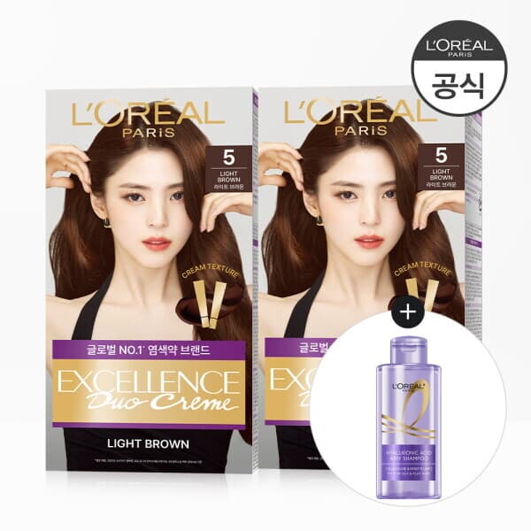 롯데아이몰 로레알파리 엑셀랑스 듀오크림 새치염색약 2개 헤어팩 50ml