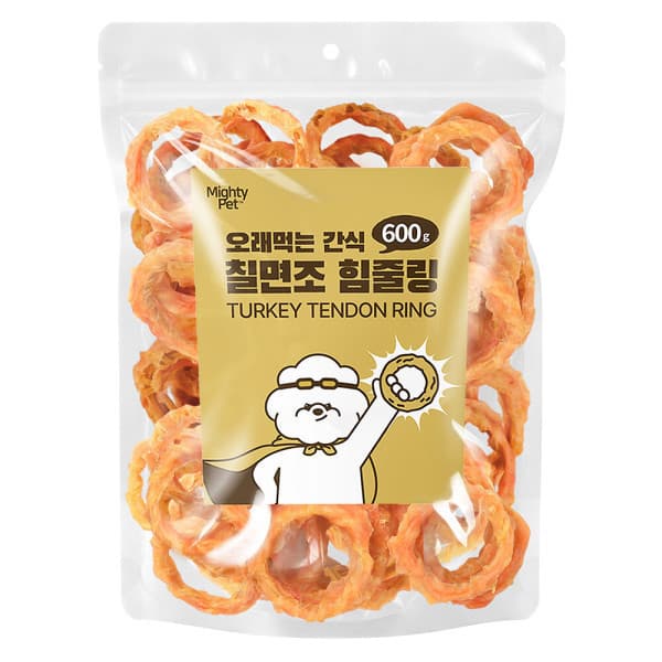 마이티펫스토어 마이티펫 오래먹는 간식 칠면조 힘줄링 600g (40개입 벌크)