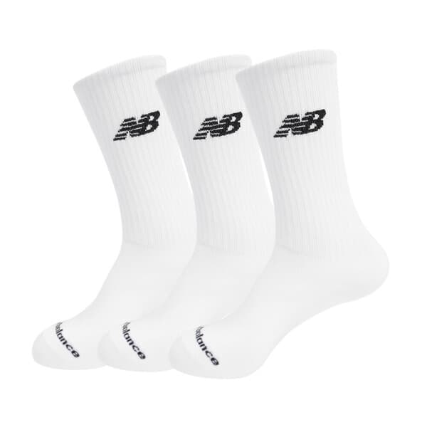 DLC샵 NB 뉴발란스 크루 3팩 중목 스포츠 양말 화이트 LAS51503-WT