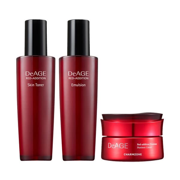 퀸스타운 참존 디에이지 레드 에디션 3종 기초세트 스킨 120ml + 에멀전 120ml + 크림 50ml