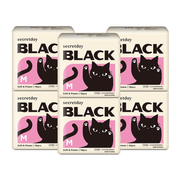 하이베러 시크릿데이 블랙 생리대 중형 16P x 6팩 - 최저가 19,900원