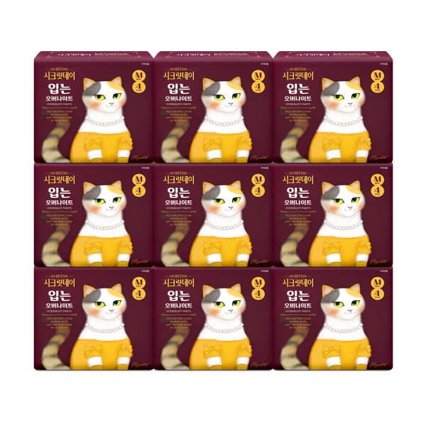 하이베러 시크릿데이 생리대 입는 오버나이트 중형 4P x 9팩