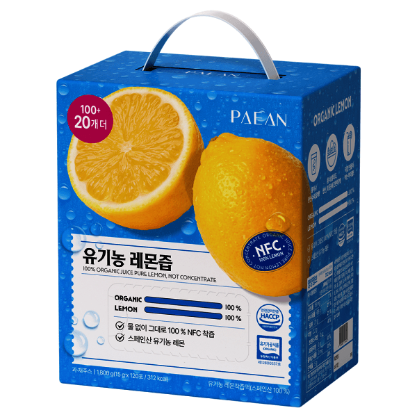 파이안공식스토어 파이안 NFC착즙 유기농 레몬즙 100% 100포+20포