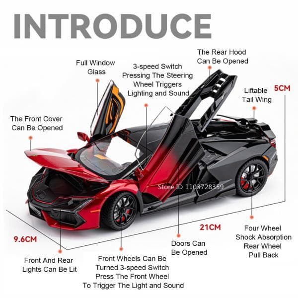 한강무역상사11 슈퍼카1:24 스케일 REVUELTO 미니어처 모델 합금 사운드 열림 장난감 - 최저가 29,760원
