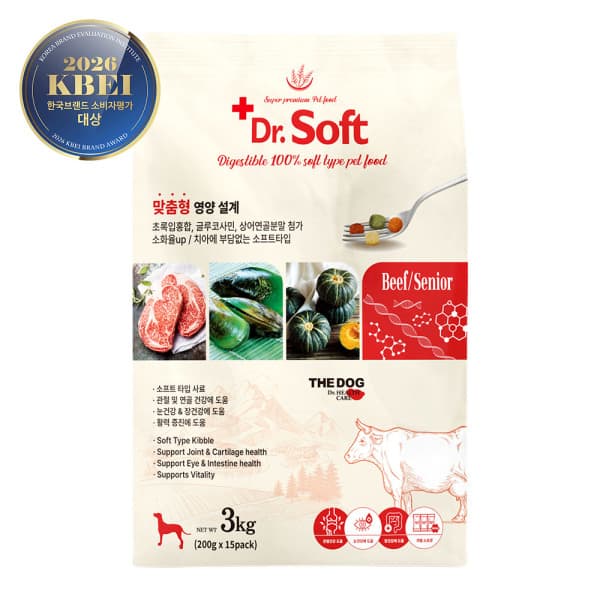 더독앤캣 더독 닥터소프트 비프 강아지 사료 노령견 3kg - 최저가 31,500원