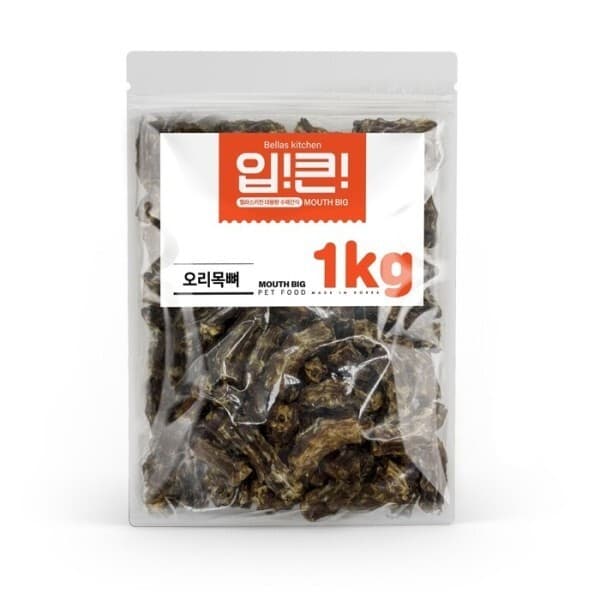 쓰리에이치컴퍼니 입큰 강아지수제간식 국내산 오리목뼈 1kg - 최저가 12,800원