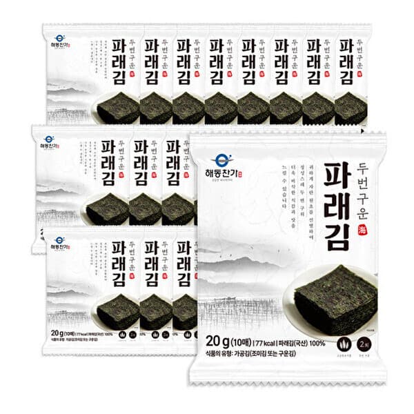 SK스토아TV쇼핑 해동찬가 두 번 구운 파래김 10매 x 20봉 - 최저가 39,900원
