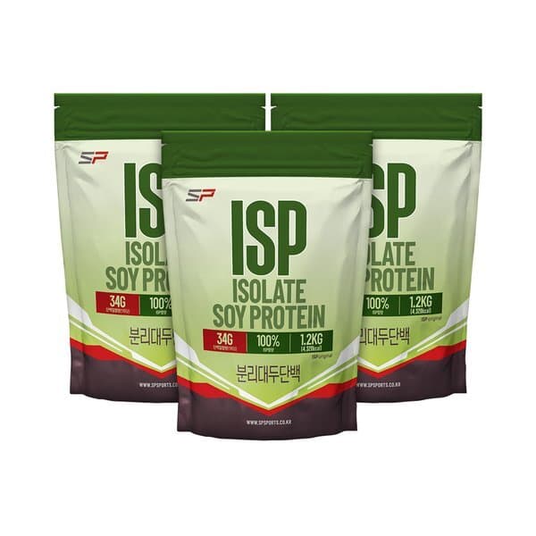신세계몰 SP스포츠 ISP 식물성 단백질쉐이크 분리대두단백질 무맛 1.2kg x 3개