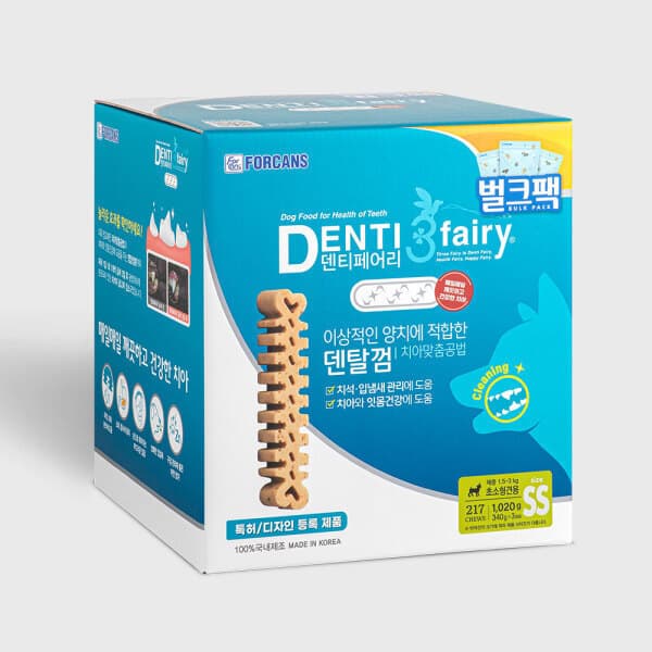 우리집상전 포켄스 SS 1.02kg 덴티페어리 치석제거 덴탈껌 벌크팩 + 가수분해 간식 400g