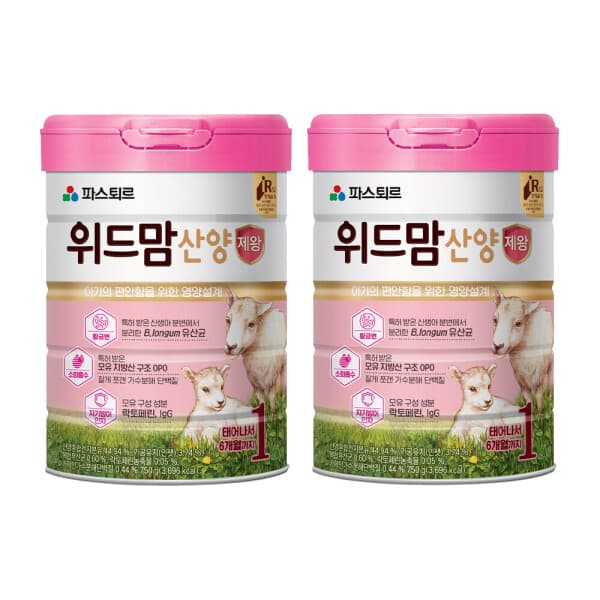 롯데푸드-스타배송 파스퇴르 위드맘 산양 제왕 분유 1단계 750g 2개