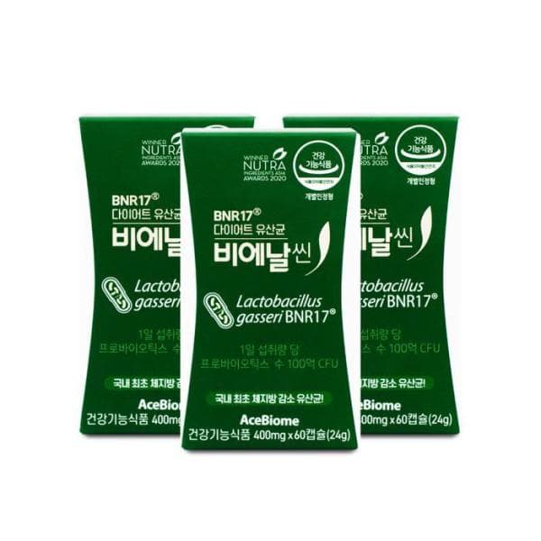 셀러허브샵 비에날씬 BNR17 다이어트 유산균 400mg x 60캡슐 X 3박스