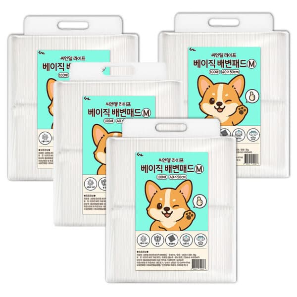 씨엔앨몰 강아지패드 베이직 배변패드 20g 소형 100매x4팩 400매