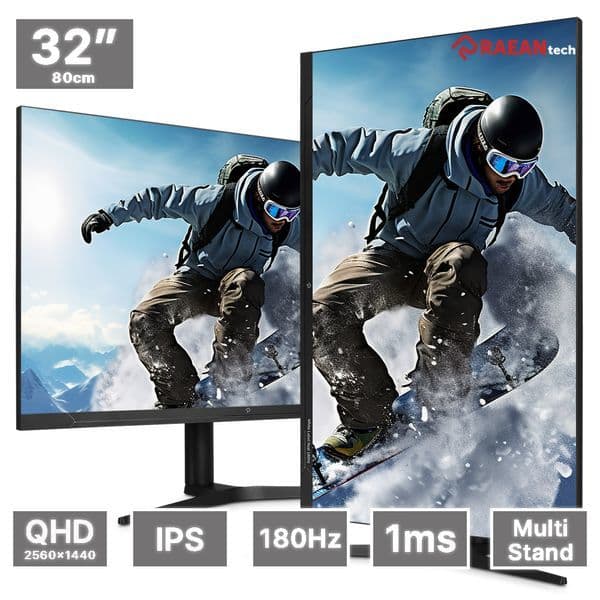 래안텍 EdgeArt QA3260K Black Label 32형 Fast IPS QHD 180Hz 멀티스탠드