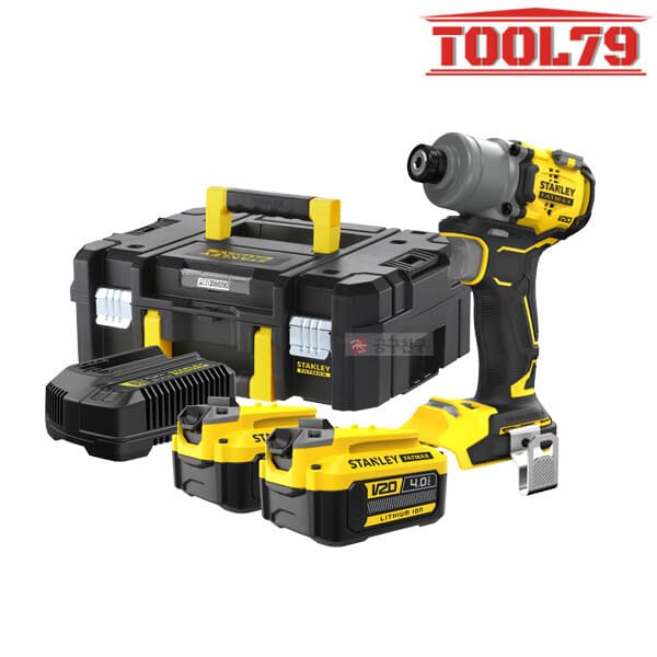 09친구 스탠리 SBI830M2T 충전 임팩 드라이버 20V MAX 4.0Ah 배터리 2개 브러쉬리스 공구함 포함