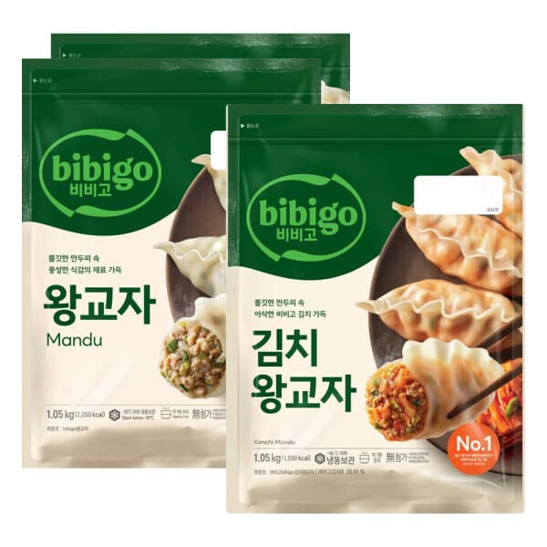 CJ제일제당스타배송 비비고 왕교자 1.05kg 2개 + 김치왕교자 1.05kg 1개