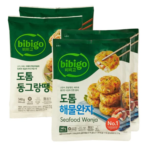 CJ제일제당스타배송 비비고 도톰동그랑땡 340g 2개 + 도톰 해물완자 340g 2개