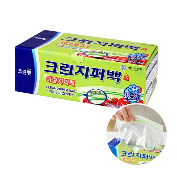 리빙코디 크린랩 크린 이중 지퍼백 25x30(대) 100매 - 최저가 13,500원