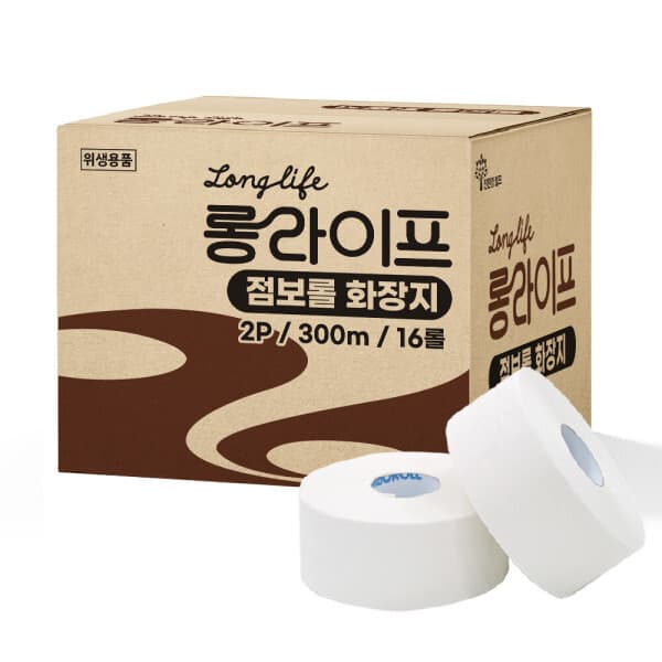 페이퍼스토리market 롱라이프 경제적 점보롤 화장지 2겹 16롤 300m