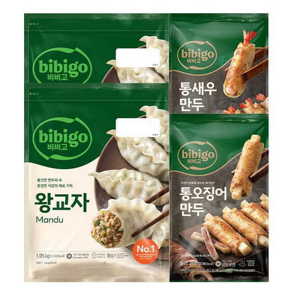 CJ제일제당스타배송 비비고 왕교자 1.05kg 2개 + 비비고 통오징어 만두 200g 1개 + 비비고 통새우 만두 200g 1개