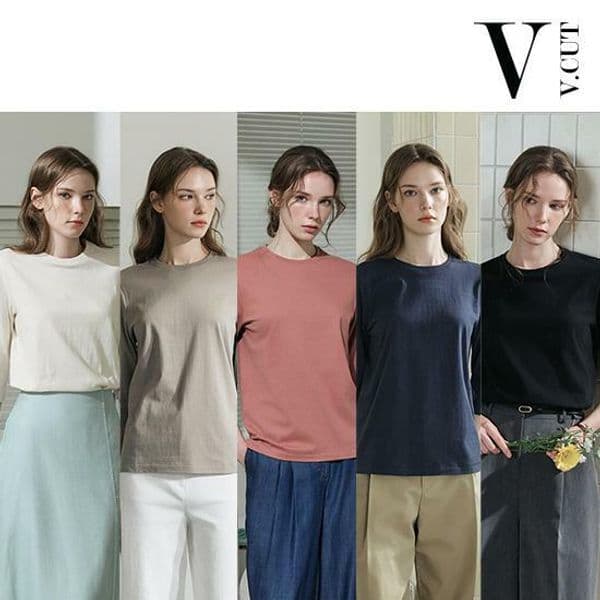 하프클럽 하프클럽/브이컷 26SS 면100 튜블러 7부소매 티셔츠 5종