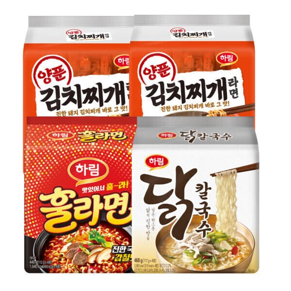 더미식 하림 양푼김치찌개 8입+훌라면 4입+닭칼국수 4입 세트