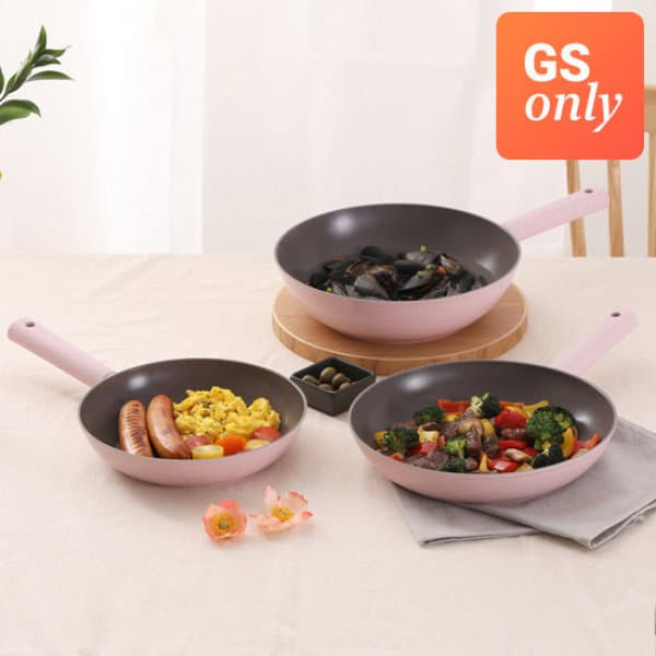 GS_SHOP 네오플램 블룸 IH 인덕션 프라이팬 3종 세트 24팬 28팬 28웍