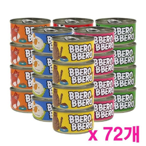 NS몰 빼로빼로 80g x 72개 육수가득 그레이비 고양이캔 6종혼합